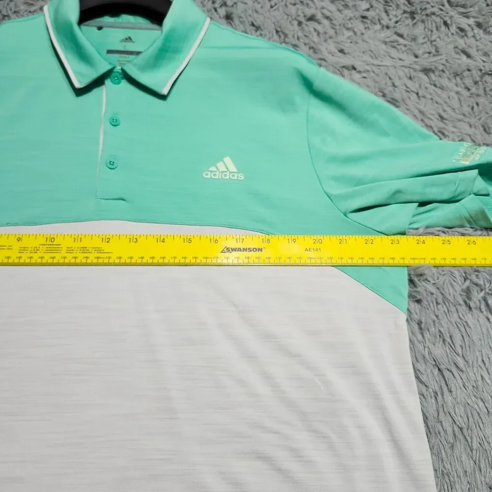 Adidas Golf Polo Shirt Mens Large Two Color Design‎ Preppy Stretch Green Gray